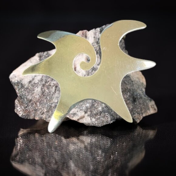 Vintage Mexican Modernist Sterling 925 Sun Star Broach Pin Signed - Picture 3 of 11